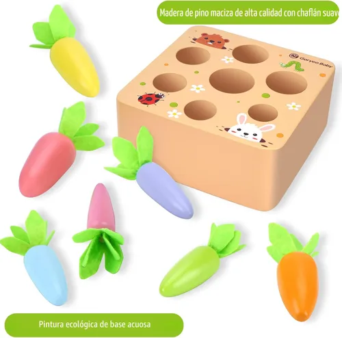 Miniatura 2 de KMTJT Juguetes Montessori para niños pequeños de 1, 2 y 3 años, juego de cosecha de zanahoria Macron, juguetes de madera para bebés niños y niñas