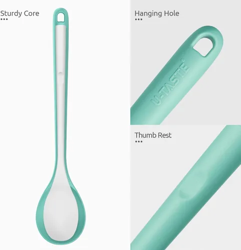 Miniatura 6 de Cucharas de silicona resistentes al calor de 600ºF: U-Taste Herramienta de cocina sólida y ranurada de 13.3 pulgadas, utensilio de goma largo
