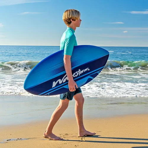 Miniatura 8 de Wavestorm Skimboard de espuma de 48 pulgadas Skimboard para principiantes y todos los niveles de skimming, surf y bodyboard, Skimboar azul