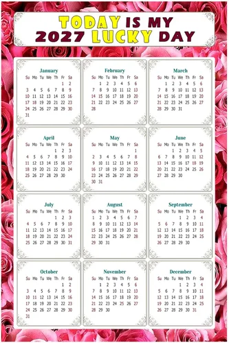 Calendario magnético 2024 – Imanes del calendario – Today is my Lucky Day – Resistente a la decoloración, desgarros y agua – Temático 028 (7 x 10.5)