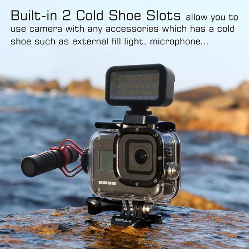 Miniatura 3 de GEPULY Carcasa impermeable para GoPro Hero 8 Negro, doble ranura para zapata fría protectora subacuática carcasa para GoPro Hero 8 Cámara de acción