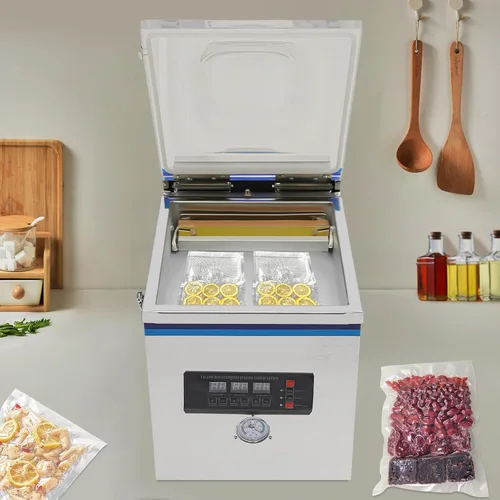 Miniatura 9 de Sellador al vacío de cámara de 110 V, máquina de envasado al vacío de acero inoxidable, potente sistema de sellado de 360 W, sellador de máquina