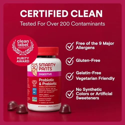 Miniatura 8 de SmartyPants Gomitas probióticas y prebióticas para adultos para la salud digestiva: suplemento para la salud intestinal de 6 mil millones de UFC