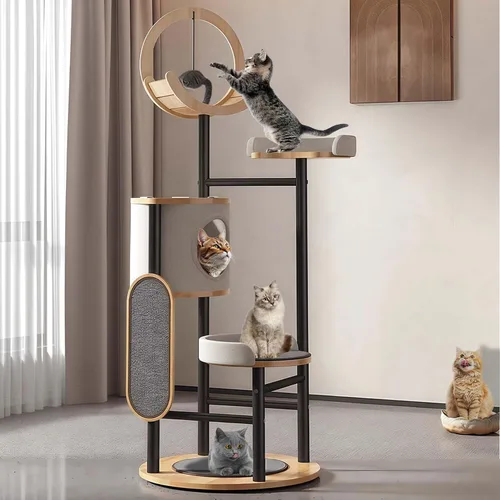 Miniatura 7 de Árbol de gato de 75 pulgadas para gatos de interior grandes y adultos, torre moderna de escalada para gatos grandes, poste alto para gatos, acogedor