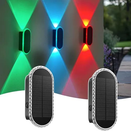 Miniatura 7 de LIANGLOME Paquete de 8 luces solares para valla al aire libre, luz solar para exteriores, luz blanca cálida y luces RGB para patio trasero, patio