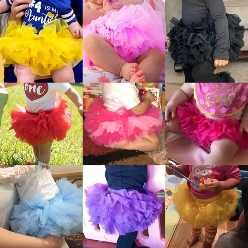 Miniatura 7 de Slowera Falda tutú suave y suave con funda para pañales para niñas