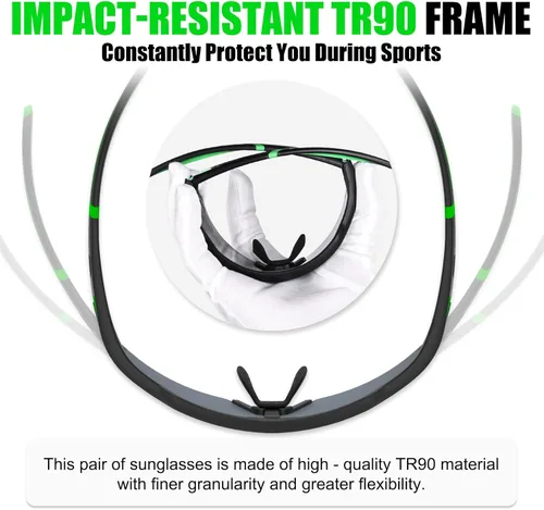 Miniatura 6 de X-TIGER Gafas de ciclismo polarizadas con 5 lentes intercambiables, MTB para ciclismo, béisbol, carrera, lentes deportivos para hombres y mujeres