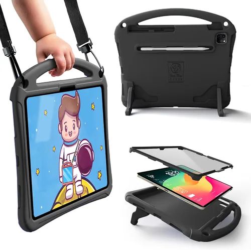 Bam Bino Space Suit Kids - Funda para iPad Pro de 12.9 pulgadas, modelos de 3ª/4ª/5ª/6ª generación (2018-2022) [no para iPad Pro 12.9 de 1ª/2.ª Negro