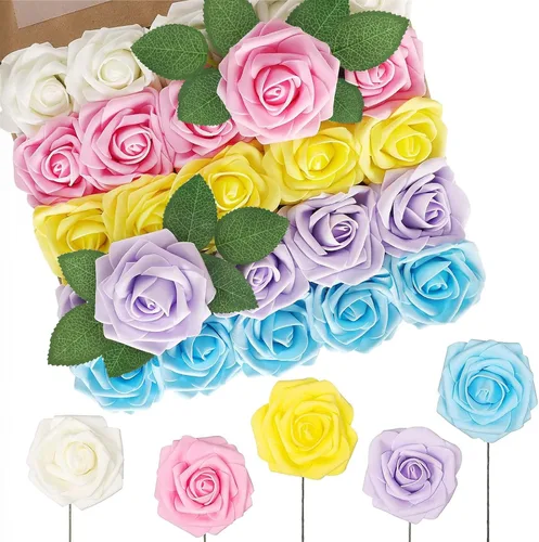 N&T NIETING Flores artificiales de Pascua, rosas artificiales perfectas para ramos de boda, ramos de novia, centros de mesa, fiesta de despedida de