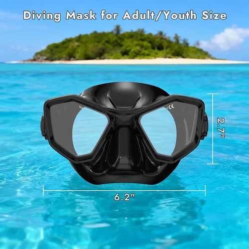 Miniatura 5 de Scuba Mask Adults, Snorkel Diving Mask, Freediving Mask, Snorkeling Gear Swimming Goggles HD Tempered Glass, Low-Volume Dive Mask with Nose Cover