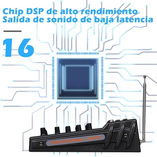 Miniatura 7 de BOMGE Amplificador mezclador de sonido de audio alimentado por dj de 6 canales, altavoz estéreo de 100 W, efectos de receptor de audio