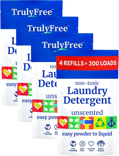 Miniatura 14 de Truly Free Detergente natural para ropa sensible Respetuoso con el medio ambiente, a base de plantas, seguro para ropa de bebé Polvo limpio