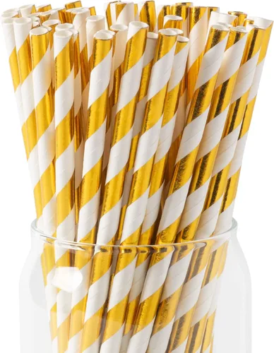 Miniatura 13 de PakTalk [Paquete de 100] Pajitas Naranjas, Pajitas de Papel Desechables Naranjas y Blancas Biodegradables de Otoño para Cócteles Aperol Spritz