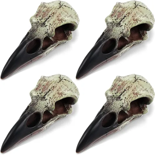 Miniatura 7 de Geetery 1 Pcs Figurina de Calavera de Cuervo de Halloween Carroñero Gótico Escultura de Pared Colgante Estatua de Calavera de Cuervo de Resina