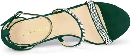 Miniatura 4 de Allegra K Sandalias de tacón con diamantes de imitación para mujer