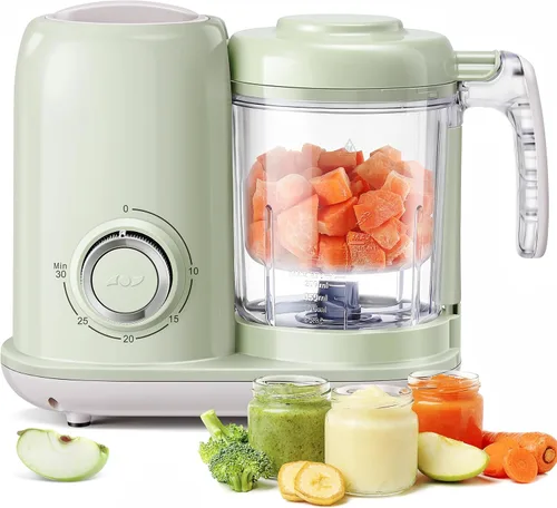 AMZBABYCHEF Fabricante de Alimentos para Bebés, Procesador de Alimentos para Bebés y Vaporizador 4 en 1, Mezclador de Puré, Fabricante de Puré