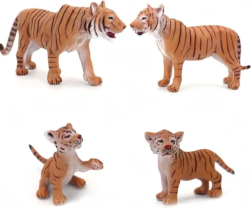 Miniatura 6 de Gemini&Genius Juego de figuras familiares de Tigres, juego de animales, modelos educativos de vida silvestre, adornos para pasteles y regalo