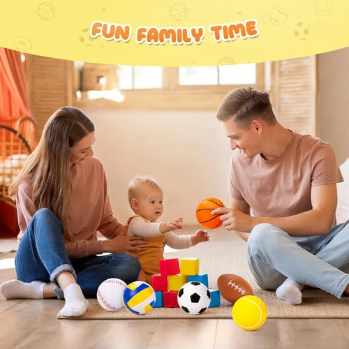 Miniatura 6 de Pelotas para niños pequeños y bebés, juguetes suaves para bebés, paquete de 6 pelotas de espuma de 3.5 pulgadas, conjunto deportivo para niños, 6