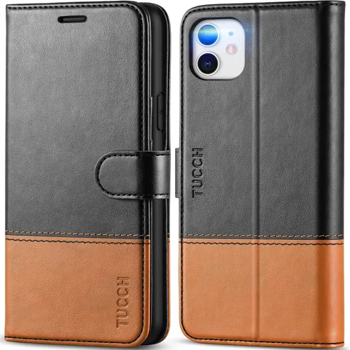 Miniatura 17 de TUCCH Funda tipo cartera para iPhone 11, [con bloqueo RFID] ranuras para tarjetas, soporte, cierre magnético, funda protectora de piel sintética