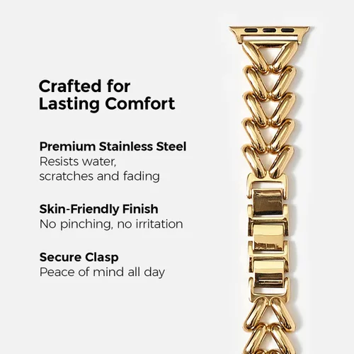 Miniatura 3 de My Pretty Strap - Compatible Apple Watch Band Strap, Stainless Steel Fashion iWatch Replacement Strap- Easy Resizing, No Tool Needed, Fits Most
