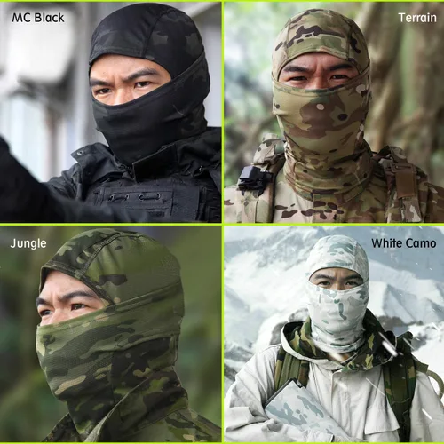 Miniatura 6 de Máscara facial de camuflaje militar, bandana, pasamontañas, capucha para hombres y mujeres, entrenamiento táctico, ciclismo, esquí, resistente al