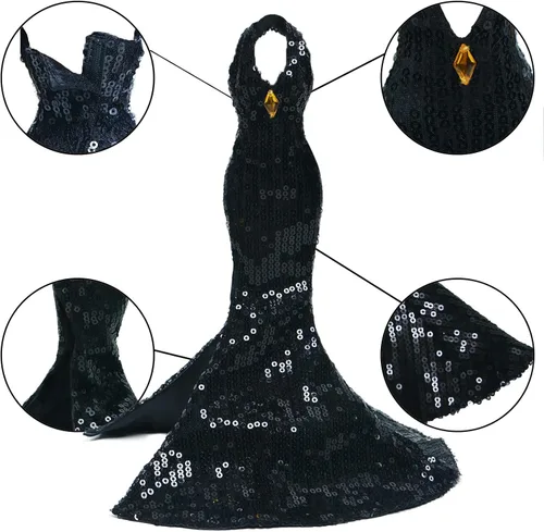 Miniatura 5 de Edición Limitada Set de 3 Vestidos de Boda para Muñeca Negra Accesorios para Muñeca de 11.5 Pulgadas, Ropa de Princesa, Vestido, Falda, Complementos