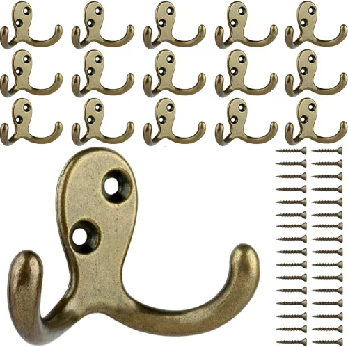 Miniatura 9 de IBosins 10 unidades de ganchos resistentes de doble punta para colgar en la pared con 20 tornillos, ganchos retro de doble punta para abrigo, 10