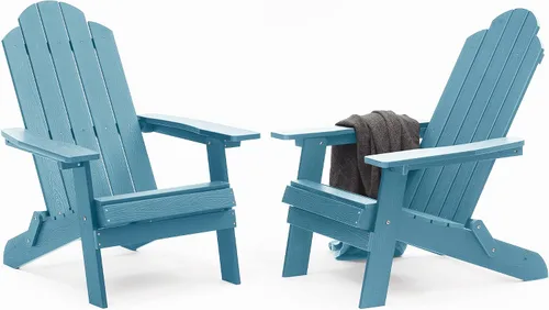 Miniatura 31 de MXIMU Folding Adirondack Chair for Outdoor: Easy Assembly and Comfortable Adirondack Chairs - Foldable Composite Fire Pit Chairs - All Weather