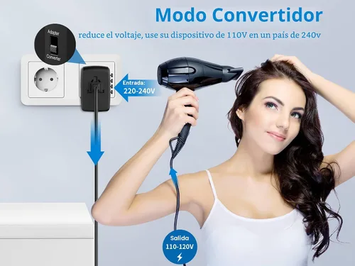 Miniatura 2 de Adaptador de viaje internacional convertidor de voltaje combinado para 100 V-240 V con 2 puertos USB, Estados Unidos a Reino Unido, Europa