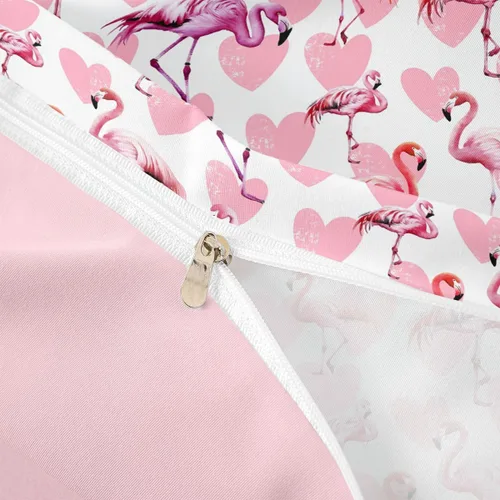 Miniatura 6 de Erosebridal Juego de funda de edredón de flamenco, tamaño individual, color rosa, lindo verano, tropical, animales salvajes, funda de edredón
