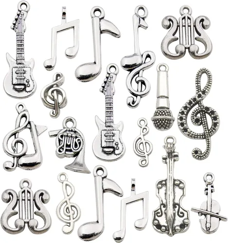 Miniatura 6 de Youdiyla Colección de 100 dijes de flores de árbol de plata, mini dijes pequeños de metal, suministros para manualidades para collar y pulsera