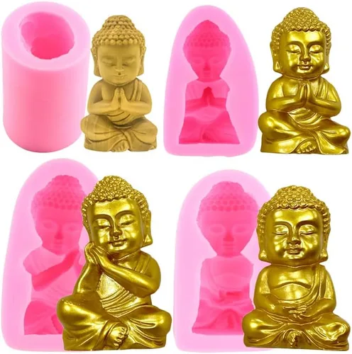 Buddha Design - Molde de silicona para velas de fondant, moldes de caramelo de chocolate, velas de aromaterapia, cera de resina, yeso, manualidades,