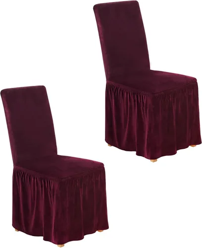 Miniatura 27 de NICEEC Fundas de silla de elastano para sillas de comedor, juego de 6 fundas de sillas de comedor extraíbles con falda, fundas de silla de comedor