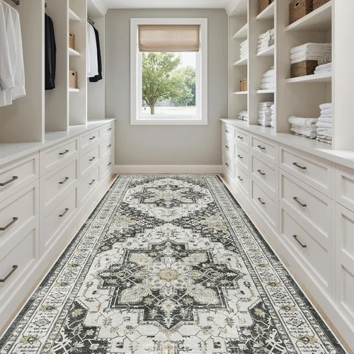 Miniatura 611 de Madane Tapete lavable de 2 x 10 pies para pasillo, cocina, recibidor, clásico, suave, antideslizante para interiores, casa de campo, baño, sala