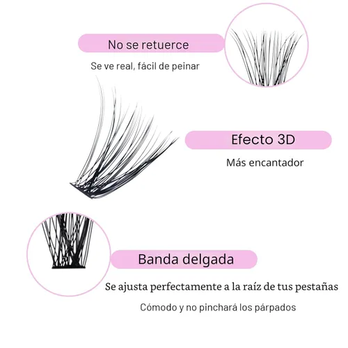Miniatura 4 de Extensiones de pestañas en racimo para colocar en casa, 240 unidades, rizado D, bandeja mixta, extensiones de racimos de pestañas de visón
