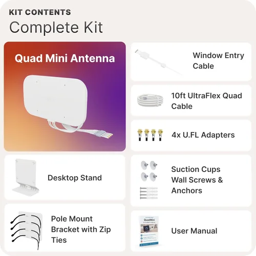 Miniatura 9 de Waveform QuadMini: Kit de antena de perfil bajo MIMO 4x4 Antena externa para enrutadores y gateways 4G/5G para Internet residencial T-Mobile
