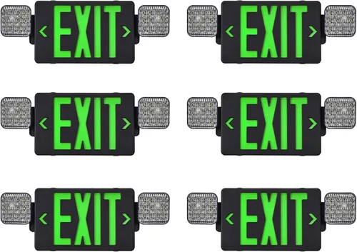 Miniatura 16 de TANLUX Letrero de salida de carcasa negra con luces de emergencia, luz LED de salida de emergencia con batería de respaldo, certificación UL, combo
