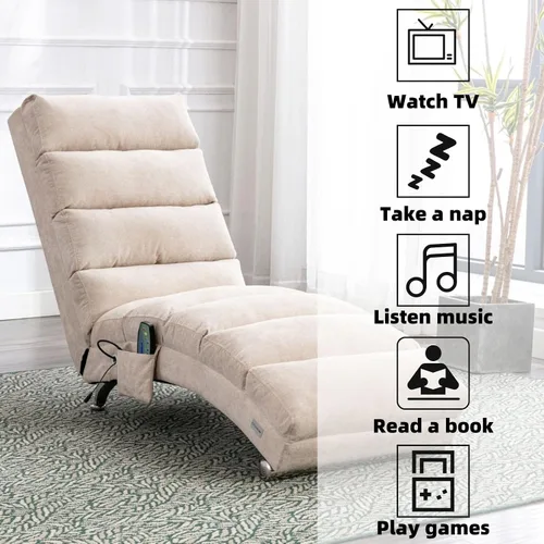 Miniatura 6 de Chaise Lounge de lino para interiores con función de masaje eléctrico, moderna silla reclinable para oficina, sala de estar o dormitorio