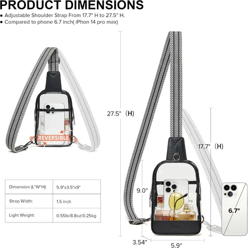 Miniatura 6 de Shrrie Clear Bag for Stadium Events Transparent Crossbody Bag Clear Purse for Women&Men-Stadium Approved, Concerts&Sports
