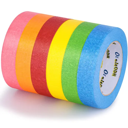 Miniatura 10 de Oleitodh 15 rollos de cinta roja para pintores a granel de 1 pulgada x 825 yardas, cinta de enmascarar para pintores sin residuos, cinta de pintura