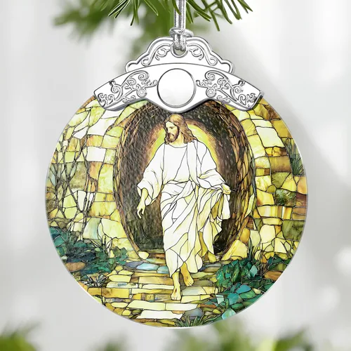 Miniatura 25 de Adorno de Vidrio Manchado de Puesta de Sol en la Playa, Adorno Navideño – Decoración de Árbol de Navidad, Decoración Festiva, Relleno de Calceti