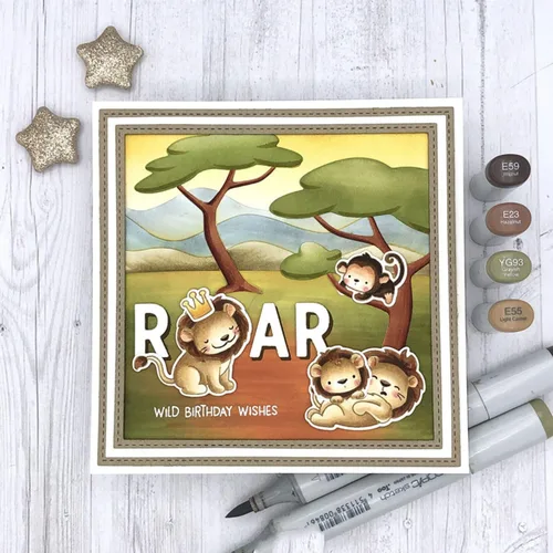 Miniatura 6 de Wild Birthday Wishes - Juego de sellos y troqueles para hacer tarjetas, sellos transparentes y troqueles de corte de metal para álbumes de recortes