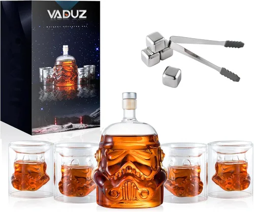 Miniatura 8 de Juego de decantador de whisky transparente creativo, regalos para hombres, carafe destilador de whisky con 4 piedras de whisky y pinza, carafe