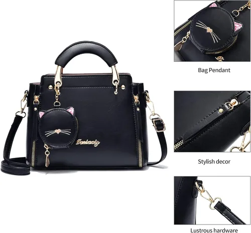 Miniatura 7 de XIAOYU Monederos y bolsos de moda para mujer, de cuero, con asa superior, bolsos de hombro pequeños