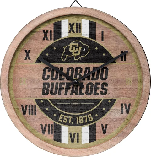 Miniatura 4 de FOCO NCAA Reloj de pared de barril de madera