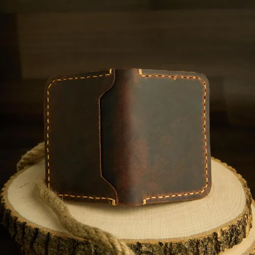 Miniatura 9 de Cartera de cuero hecha a mano, billetera de cuero minimalista, billetera plegable, billetera de bolsillo frontal, tarjetero de cuero hecho a mano
