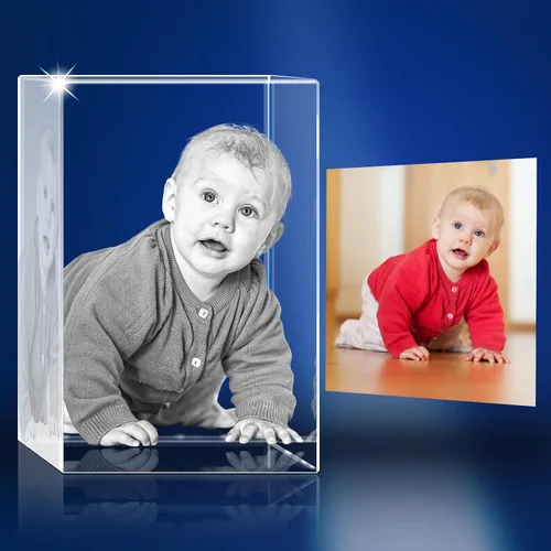 Miniatura 8 de Foto de cristal 3D personalizada, regalos personalizados para mujeres, esposa, hombres, mamá, papá, para ella, para él Foto grabada con láser