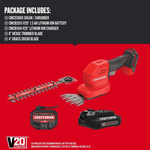 Miniatura 3 de CRAFTSMAN V20 - Cortadora de césped de mano inalámbrica, mini cortasetos y podadora eléctrica