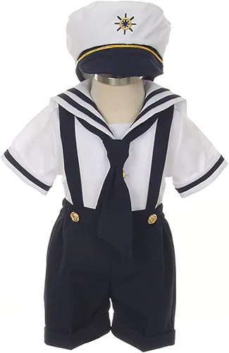 Miniatura 4 de iGirlDress - Traje de marinero náutico para bebé 4 piezas