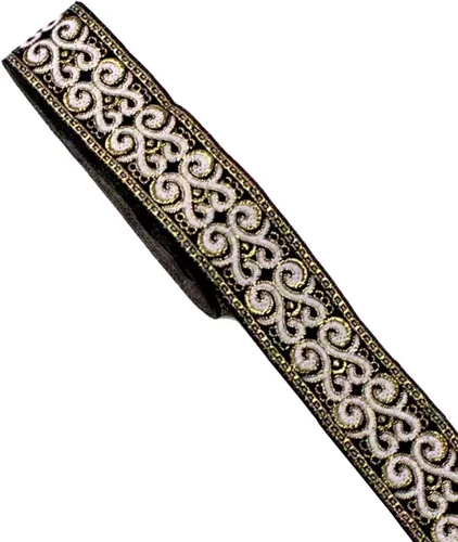 Patrones de palmette - Cinta de tela tejida con flecos para accesorios de ropa, correas de adorno, cinturones, collares de ancho 1.3 pulgadas por